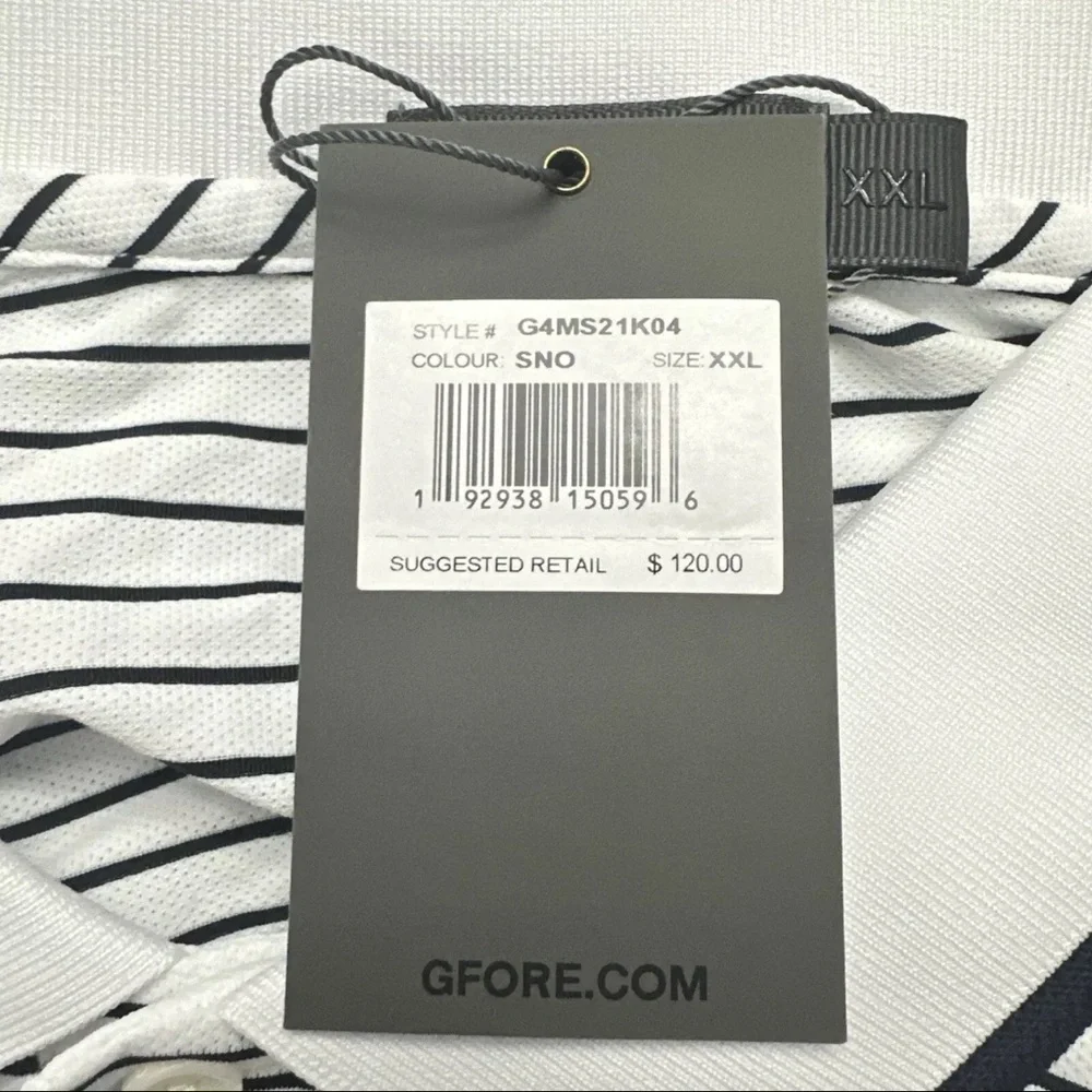 G/Fore Short Sleeve Golf Polo Shirt Mens 2XL‎ XXLarge White Stripe $110